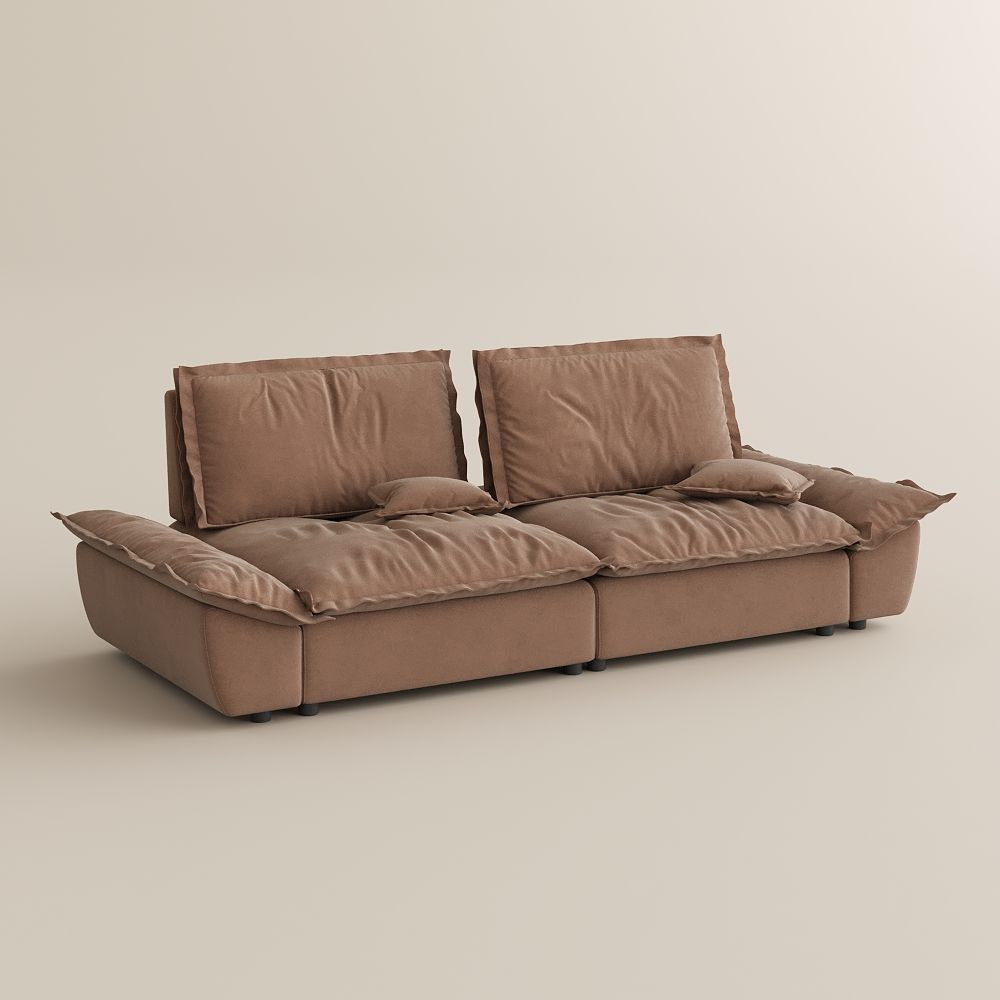 Partial Assembly Required Brown Suede Fabric Modular Sofas