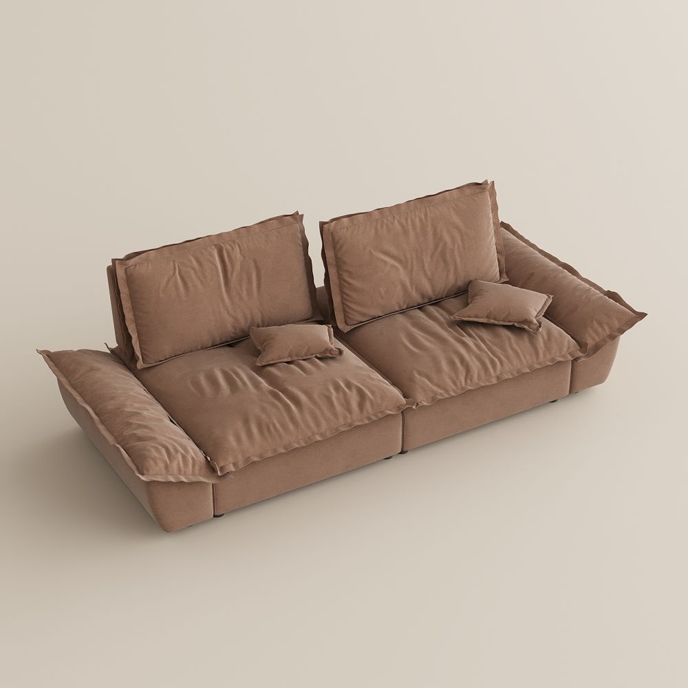 Partial Assembly Required Brown Suede Fabric Modular Sofas