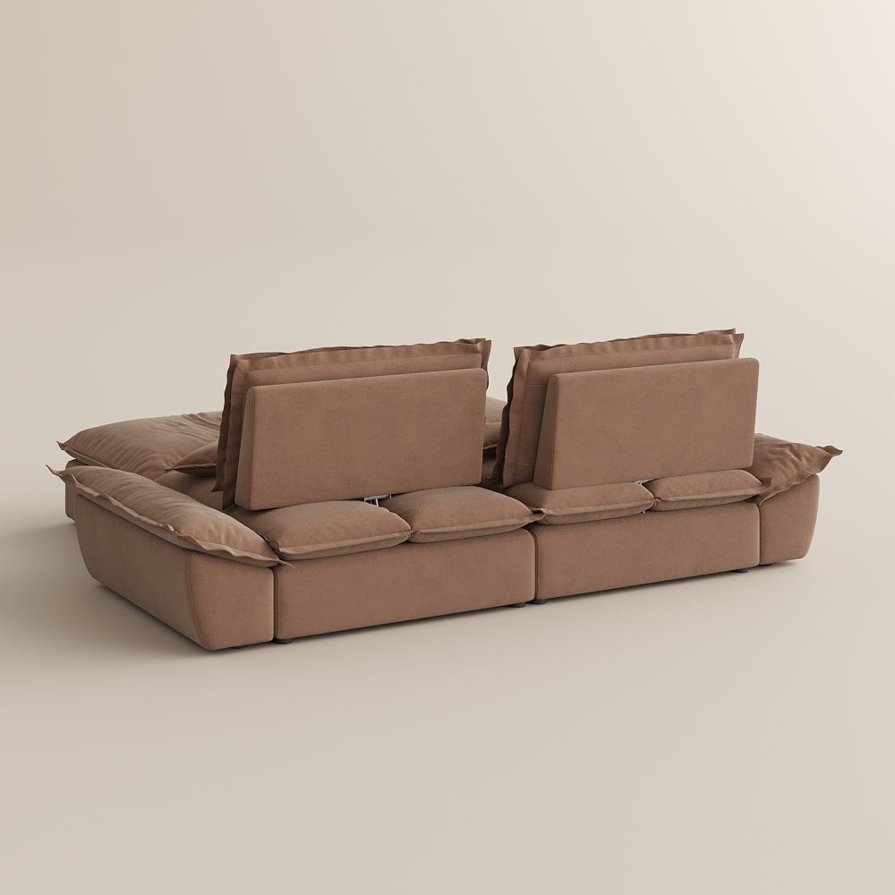 Partly Assemble Brown Suede Fabric Modular Sofas
