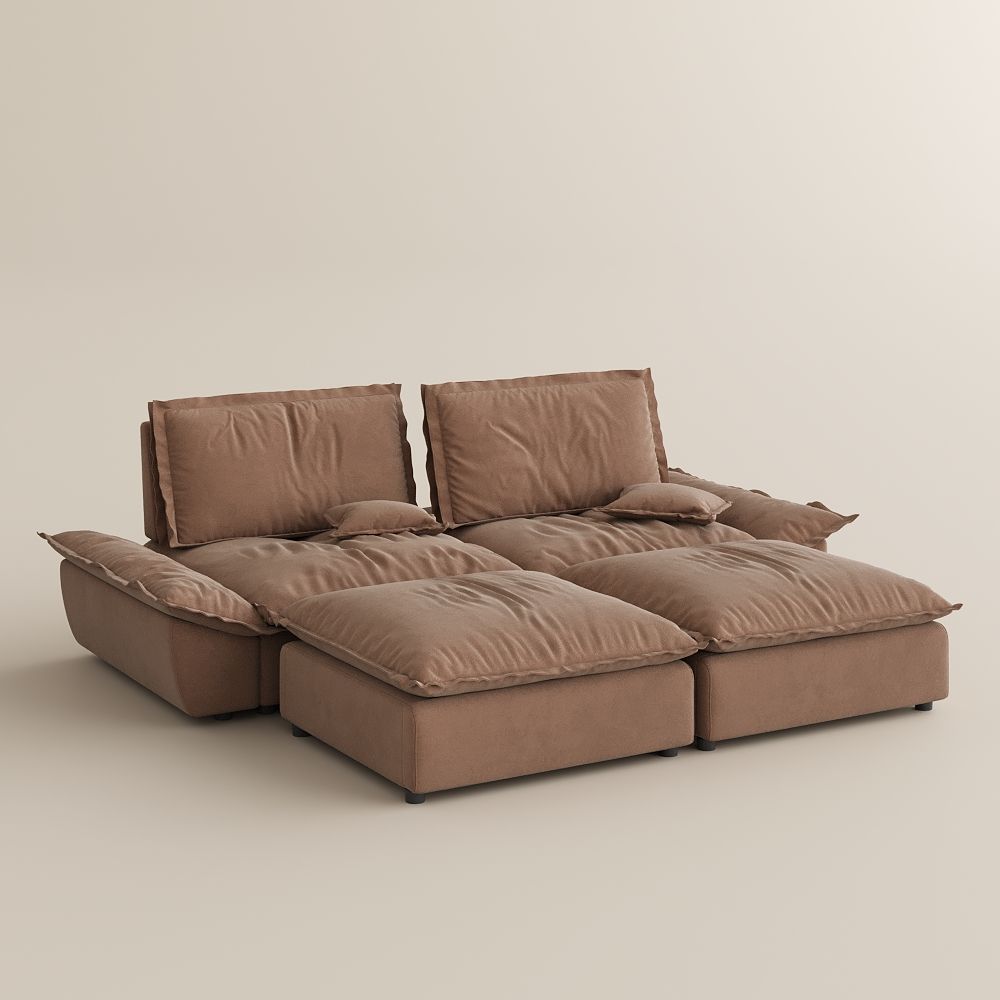 Sofas & Loveseats Brown Suede Fabric Modular Sofas