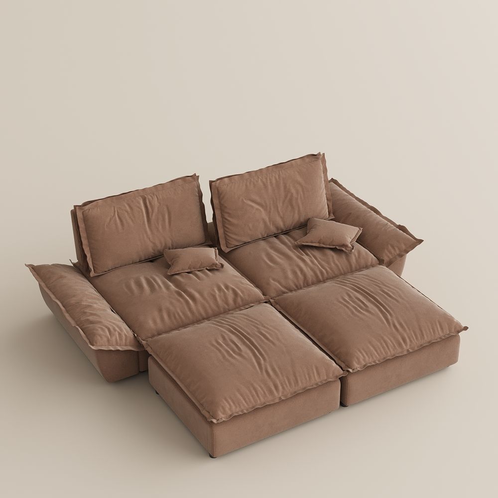 Sofas & Loveseats Brown Suede Fabric Modular Sofas