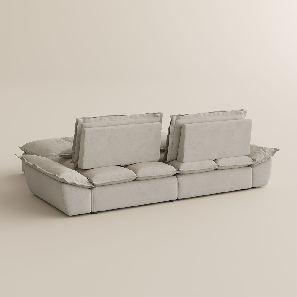 Pet Friendly Beige Suede Fabric Modular Sofas