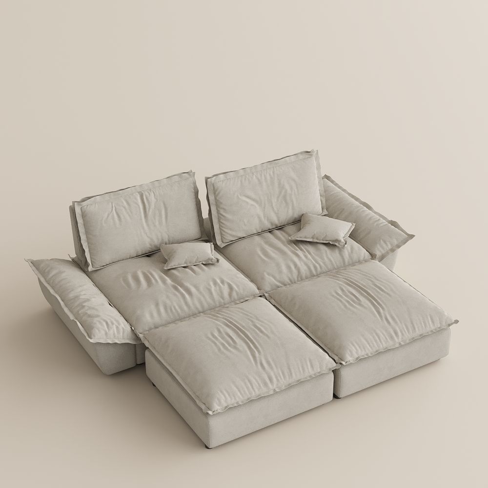 for 4 Beige Suede Fabric Modular Sofas