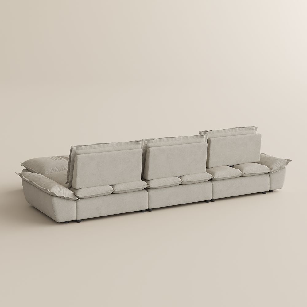Adjustable Beige Suede Fabric Modular Sofas