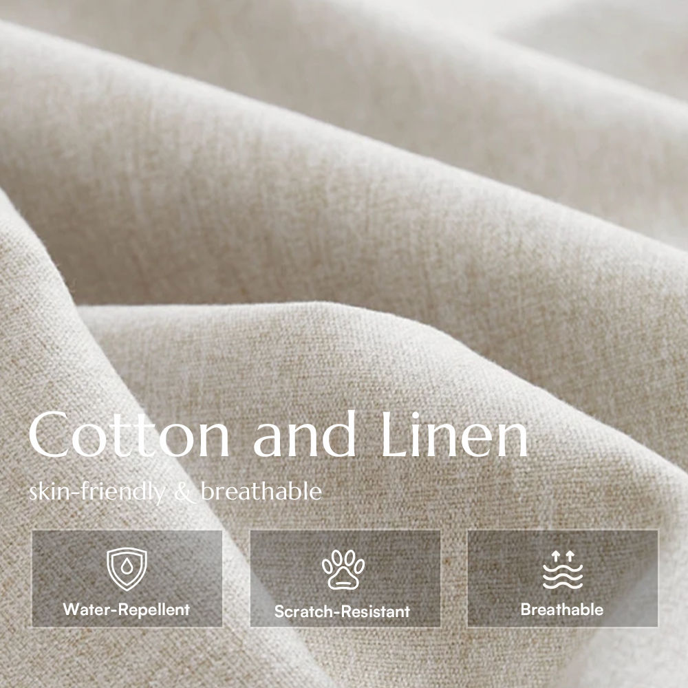 Modern Beige Cotton Linen Modular Sofas