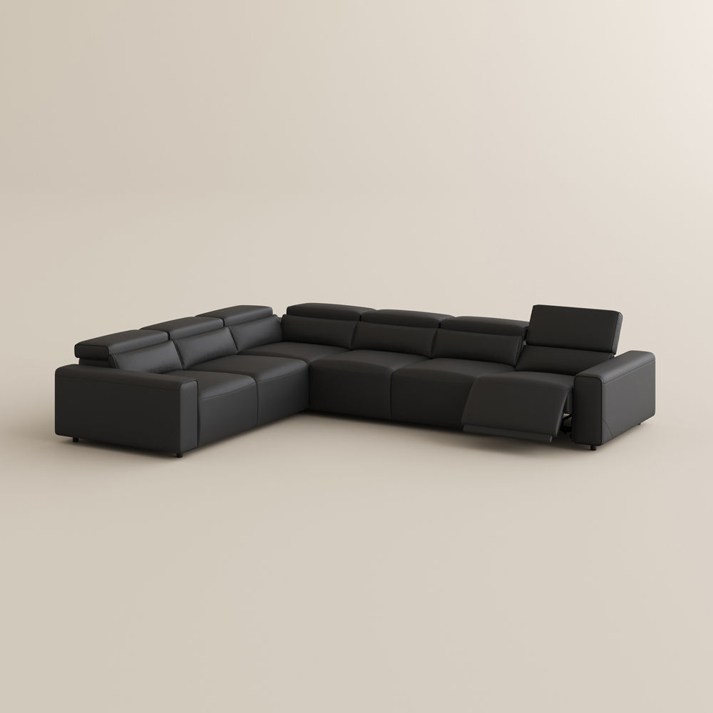 Pure Color Black Eco-friendly Microfiber Leather Modular Sofas