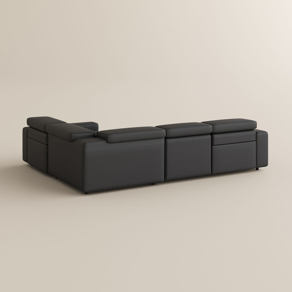 Square Black Eco-friendly Microfiber Leather Modular Sofas