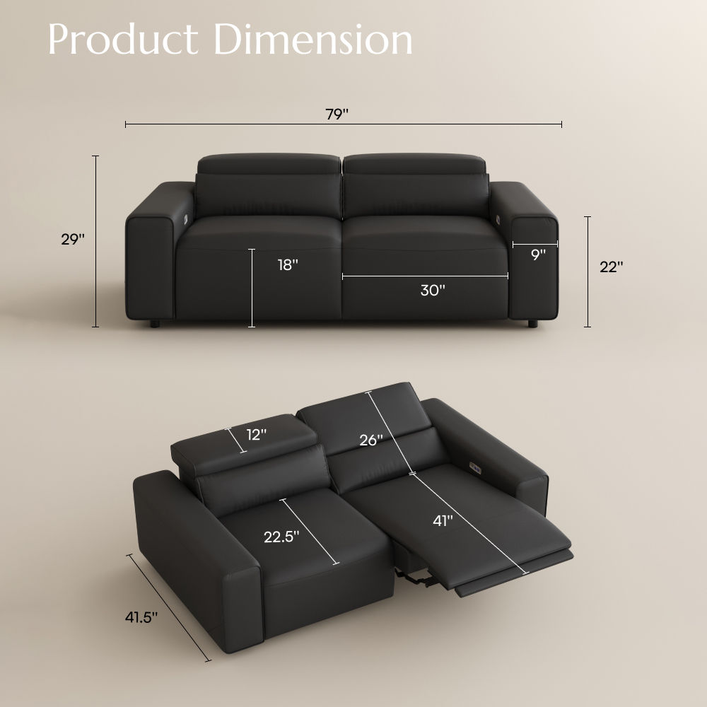 Recliner Black Eco-friendly Microfiber Leather Modular Sofas