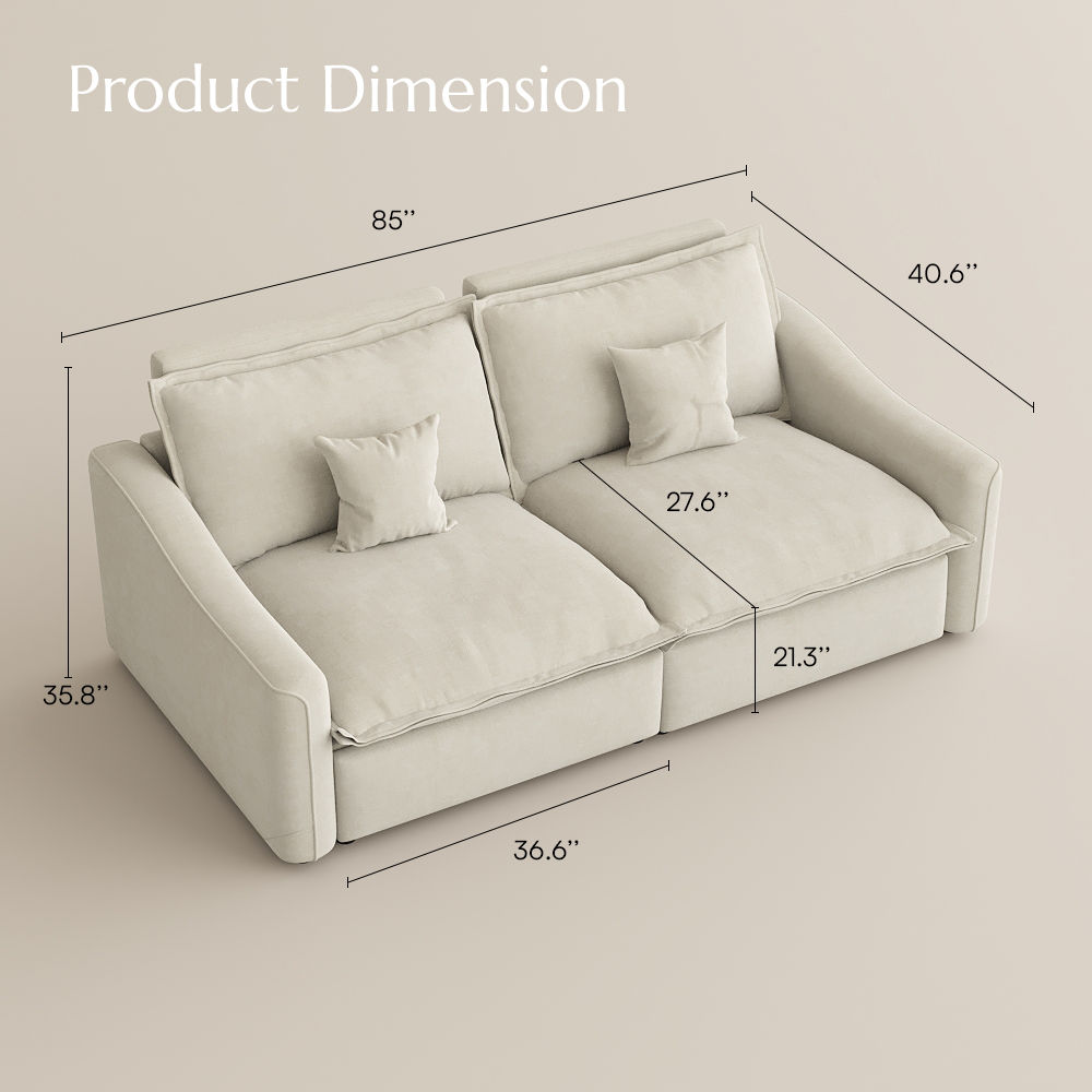 2-3 Seater Beige Cotton Linen Modular Sofas
