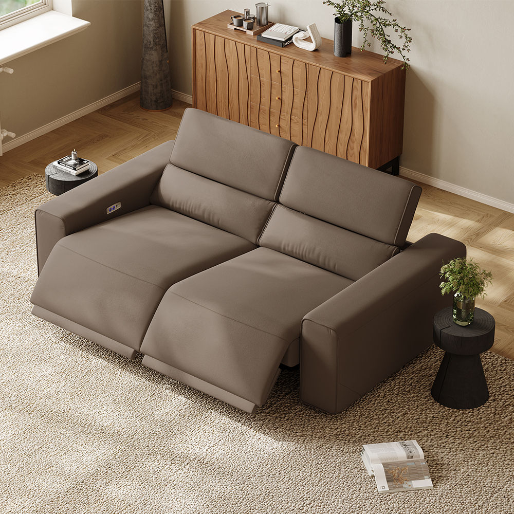 Modular Sofas Light Brown Eco-friendly Microfiber Leather Modular Sofas