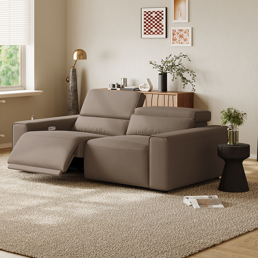 Modular Sofas Light Brown Eco-friendly Microfiber Leather Modular Sofas