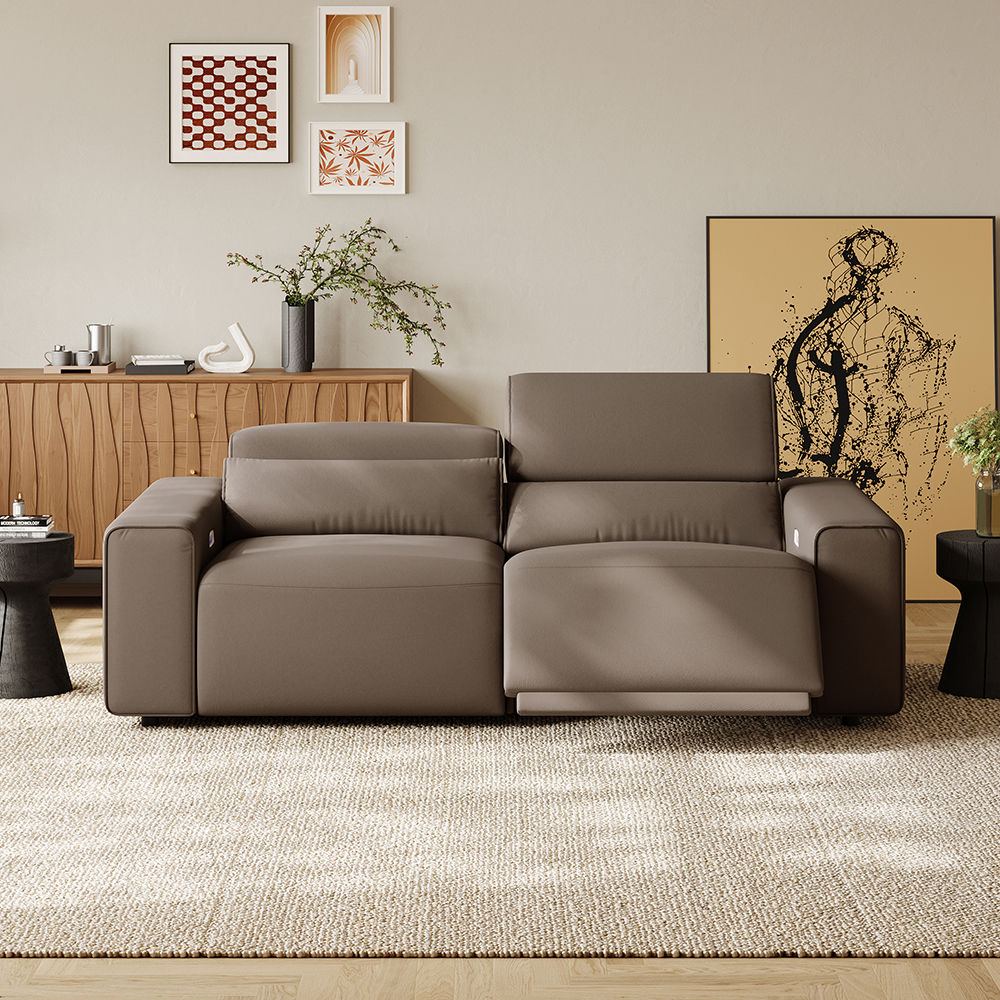 Comfortable Light Brown Eco-friendly Microfiber Leather Modular Sofas