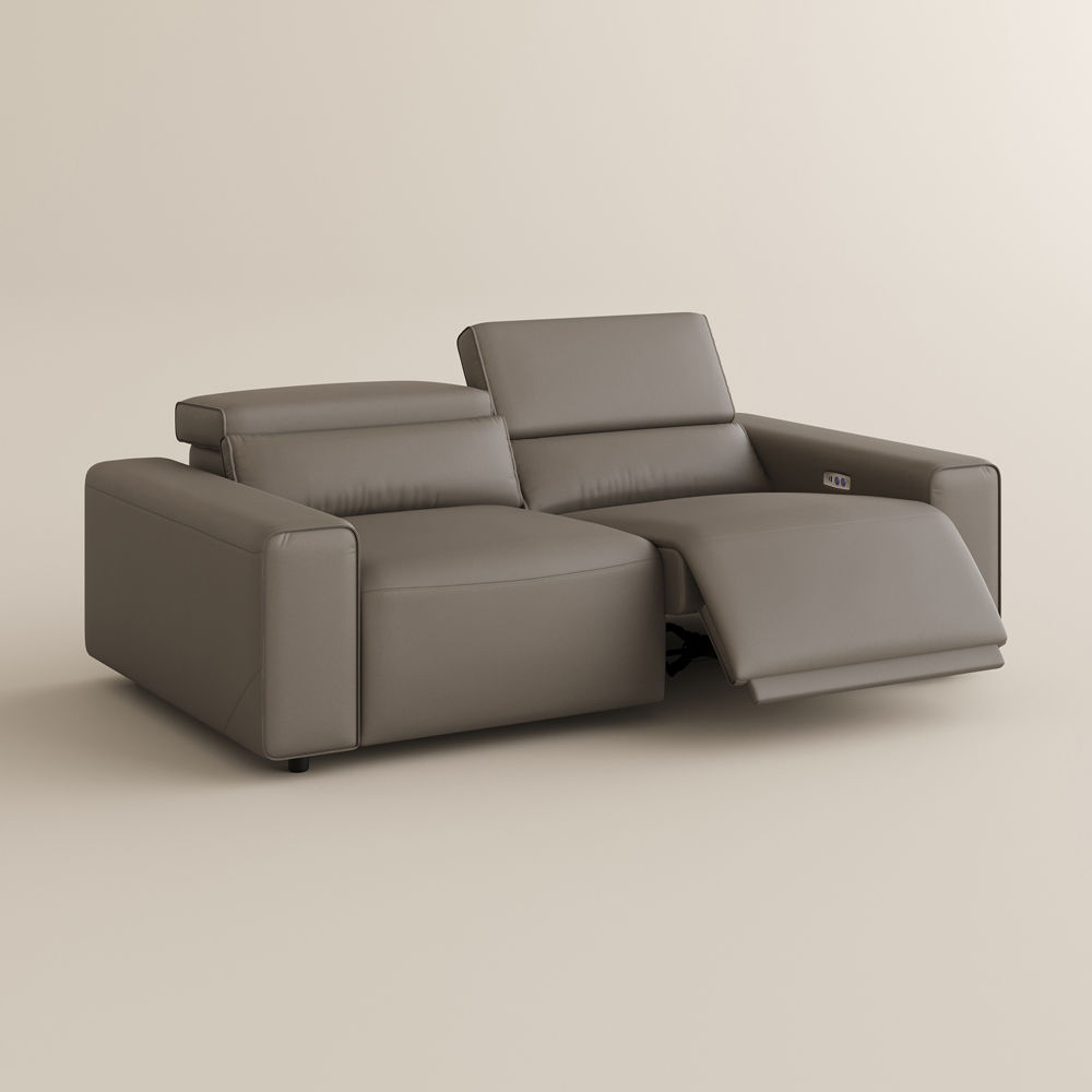 Pure Color Light Brown Eco-friendly Microfiber Leather Modular Sofas