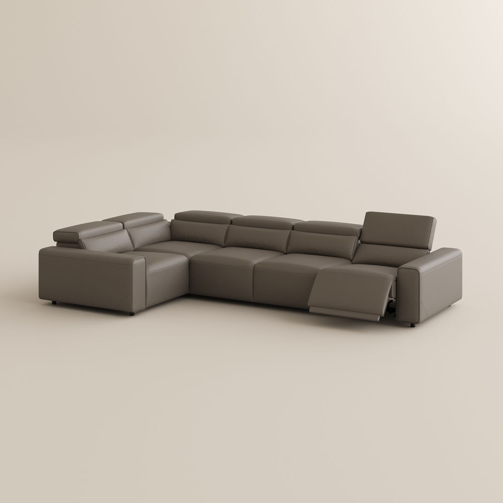 Apartment Light Brown Eco-friendly Microfiber Leather Modular Sofas