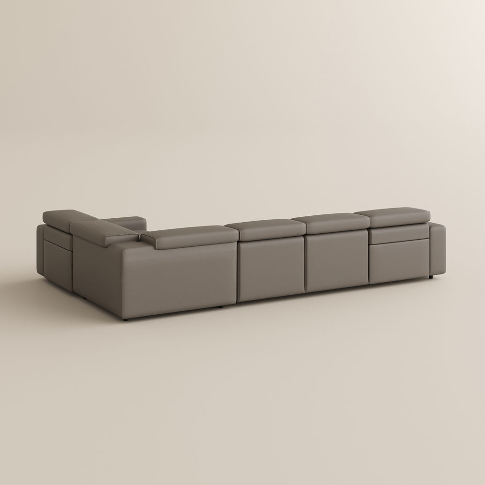 Memory Foam Light Brown Eco-friendly Microfiber Leather Modular Sofas