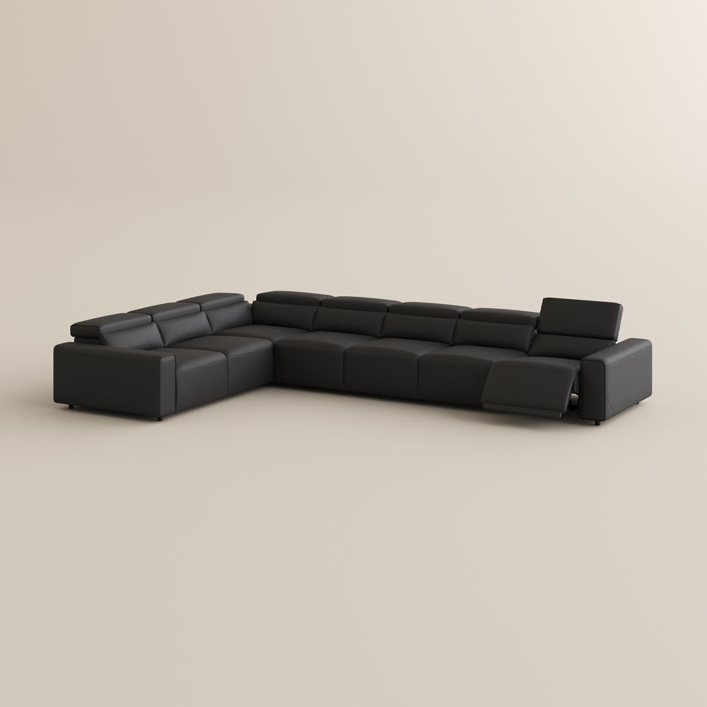 Partly Assemble Black Eco-friendly Microfiber Leather Modular Sofas