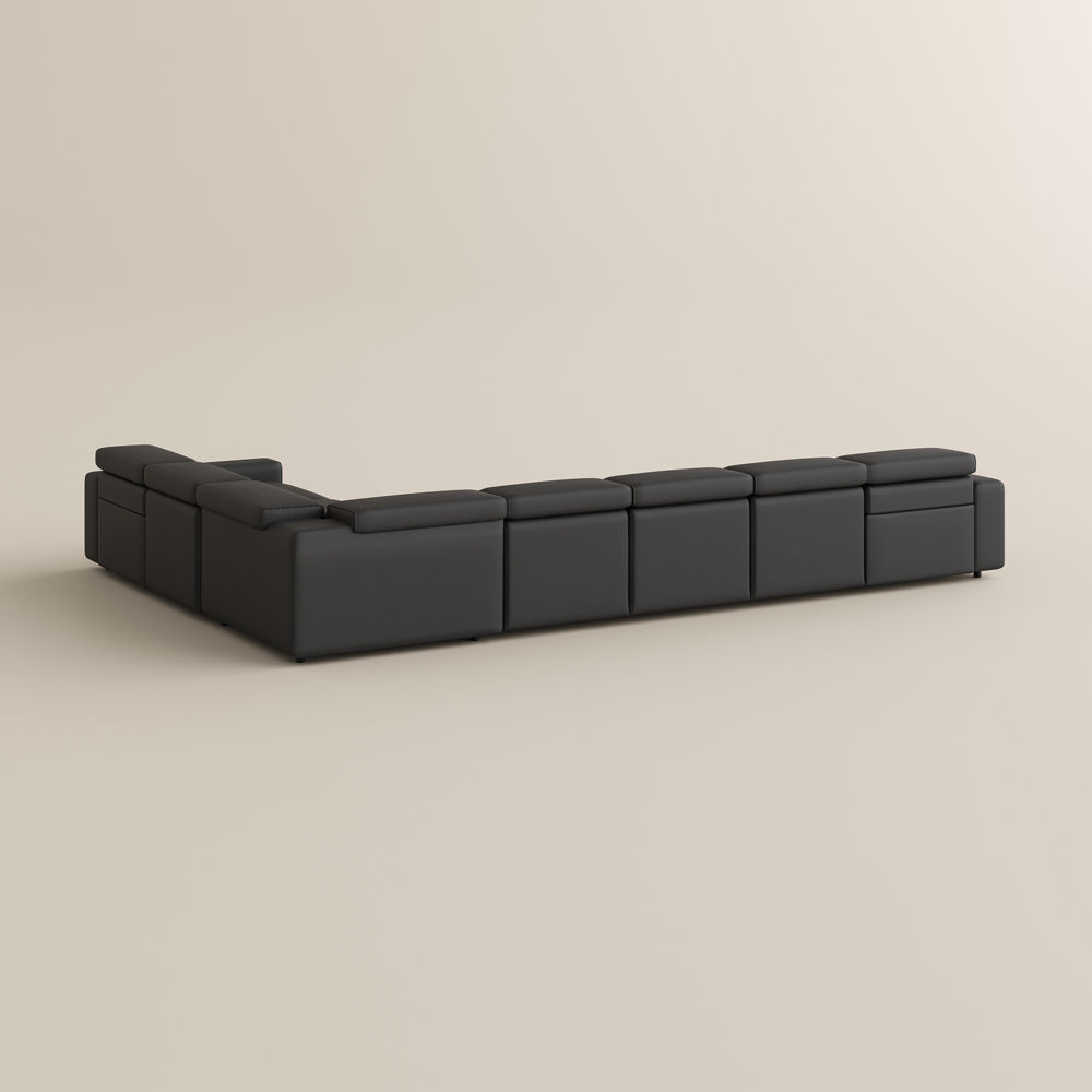 Oversized Black Eco-friendly Microfiber Leather Modular Sofas