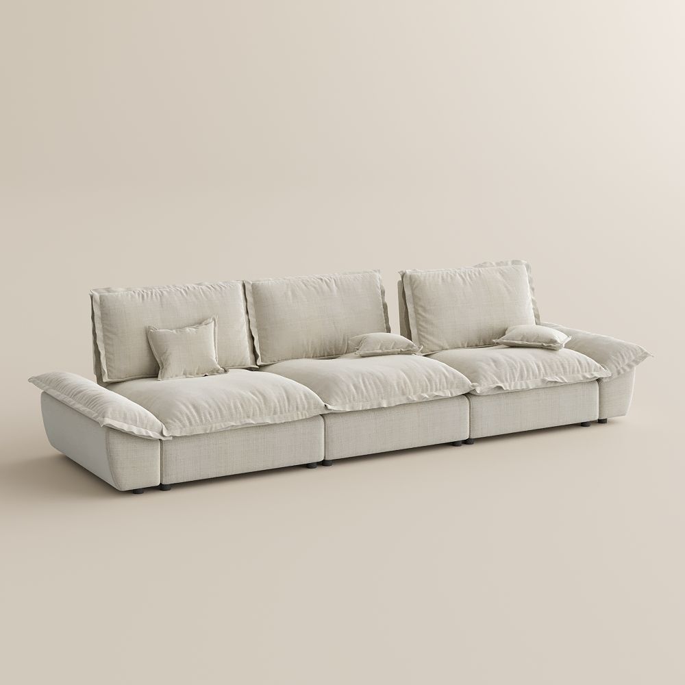 Medium Beige Cotton and Linen Modular Sofas