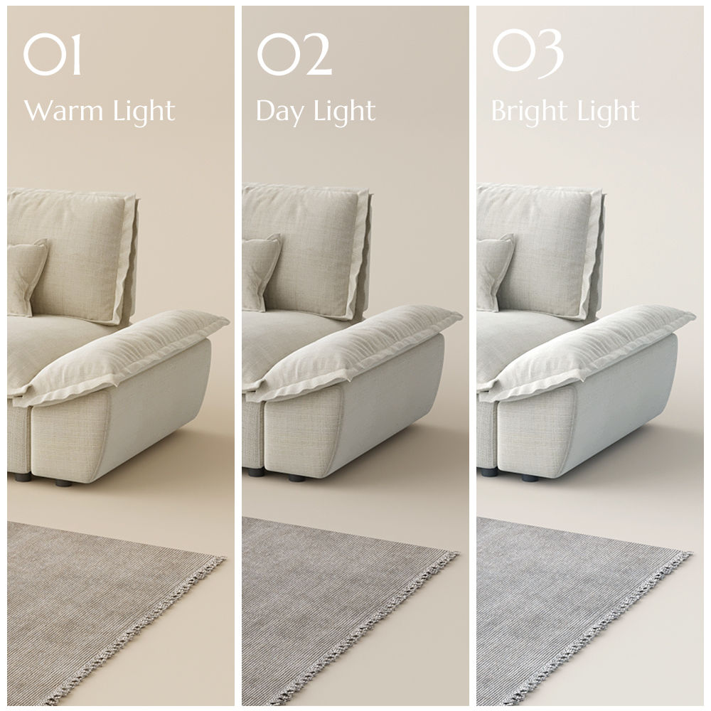 Pillow Armrest Beige Cotton and Linen Modular Sofas