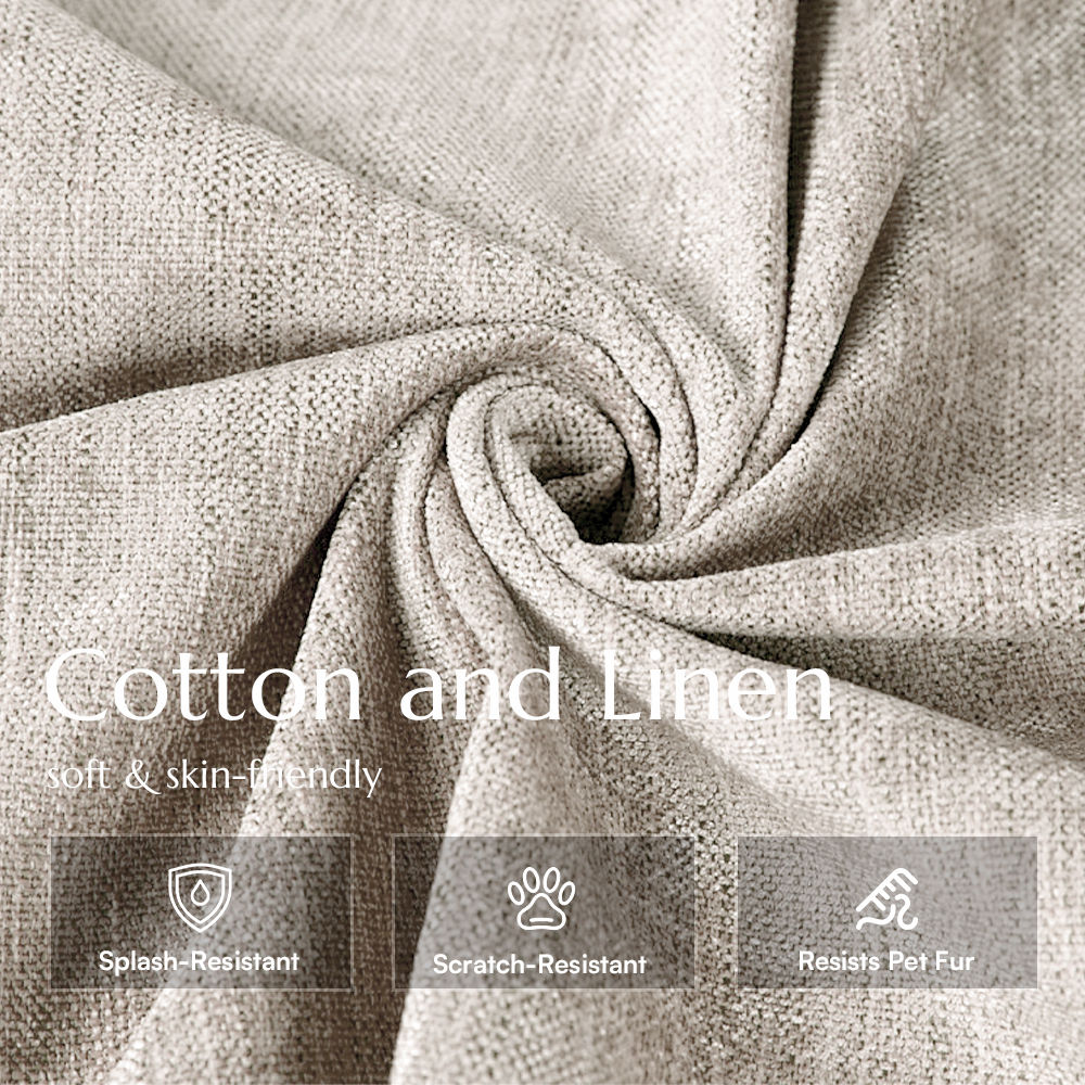 Modern Beige Cotton and Linen Modular Sofas
