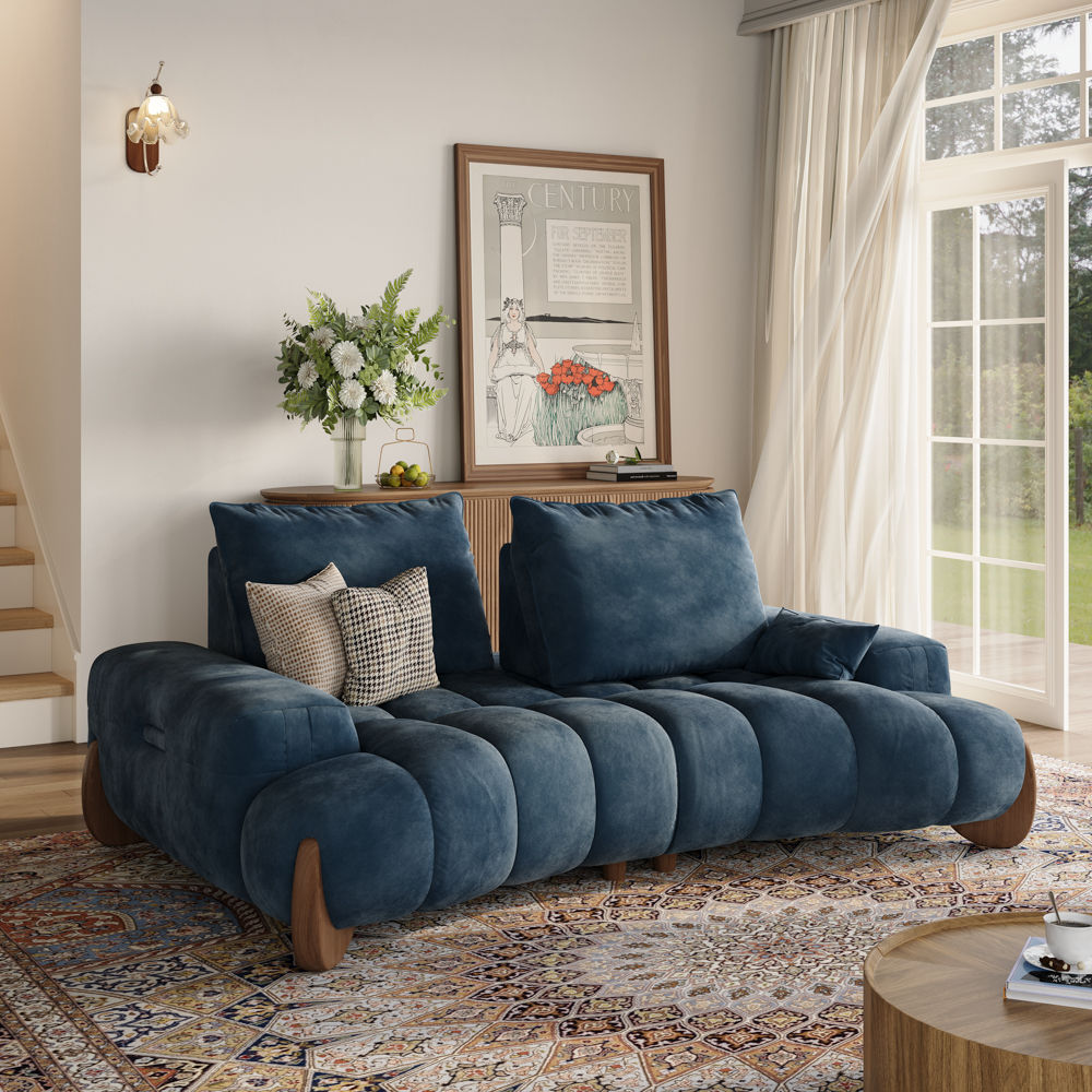 Blue Velvet Modular Sofas