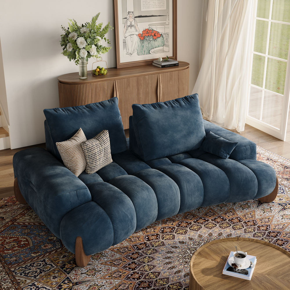 Blue Velvet Modular Sofas