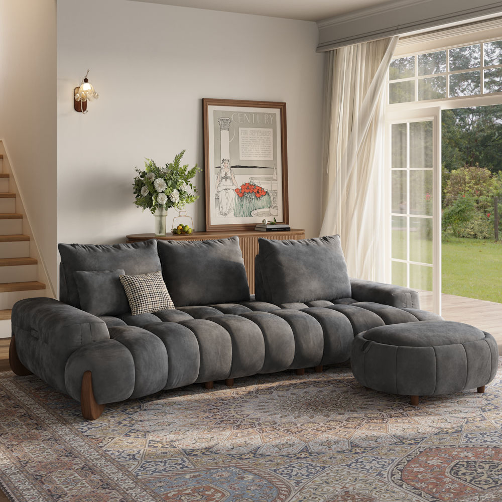 Grey Velvet Modular Sofas
