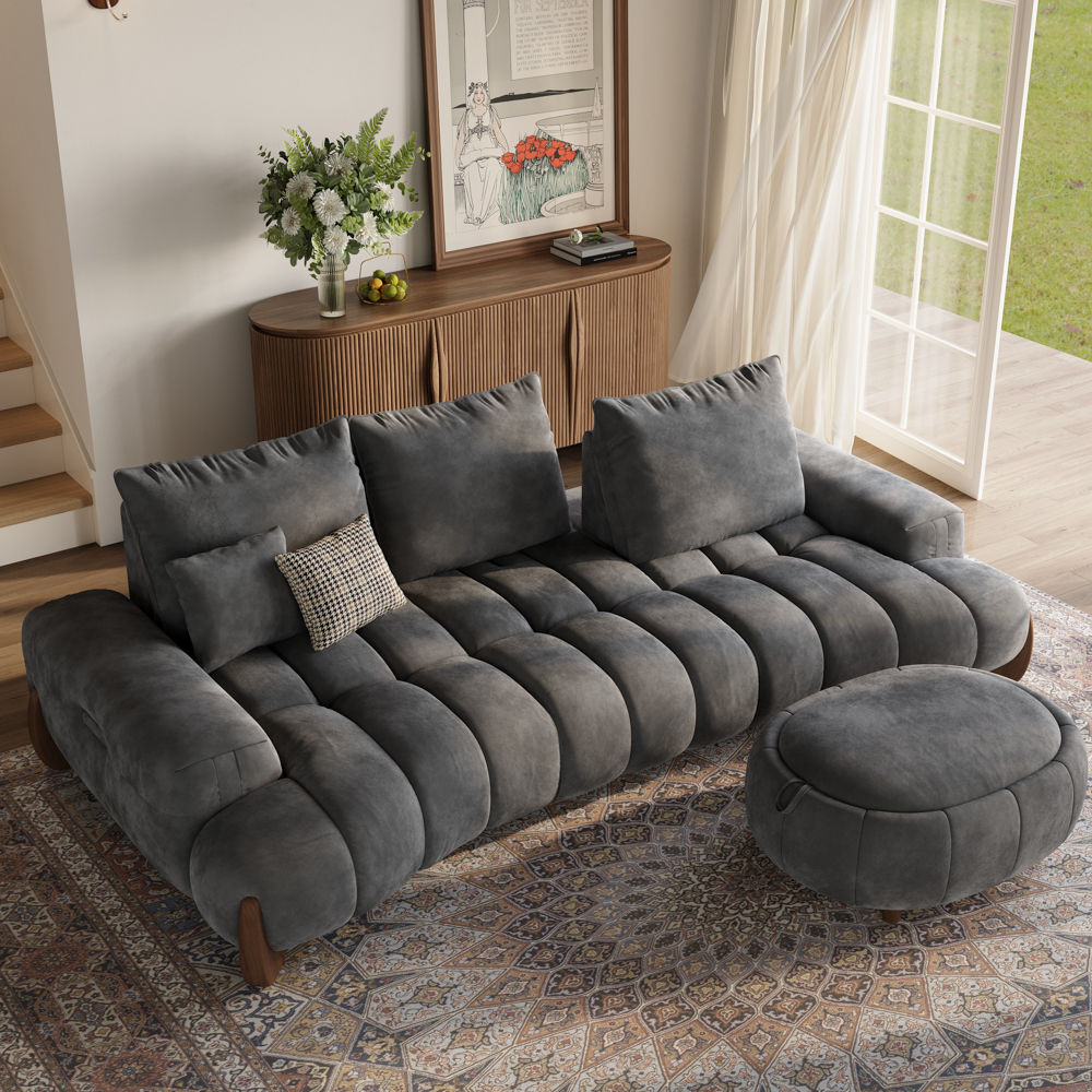 Grey Velvet Modular Sofas
