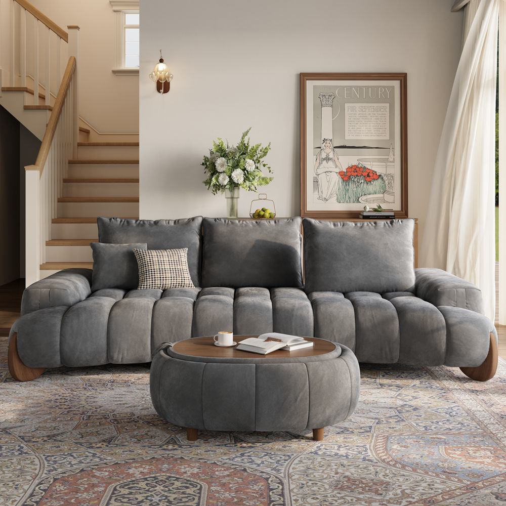 Grey Velvet Modular Sofas