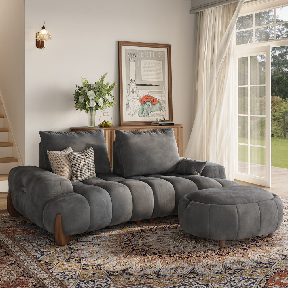Grey Velvet Modular Sofas