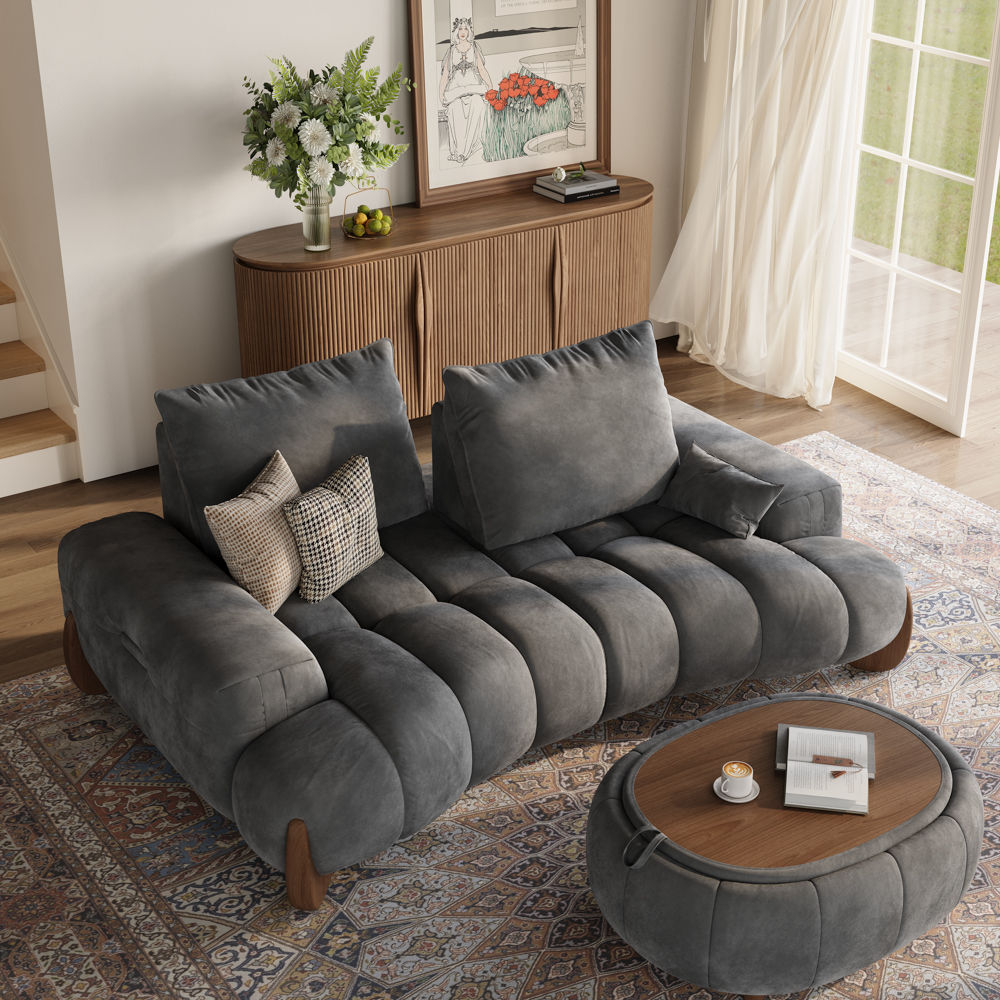 Grey Velvet Modular Sofas