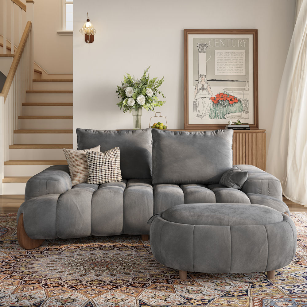 Grey Velvet Modular Sofas