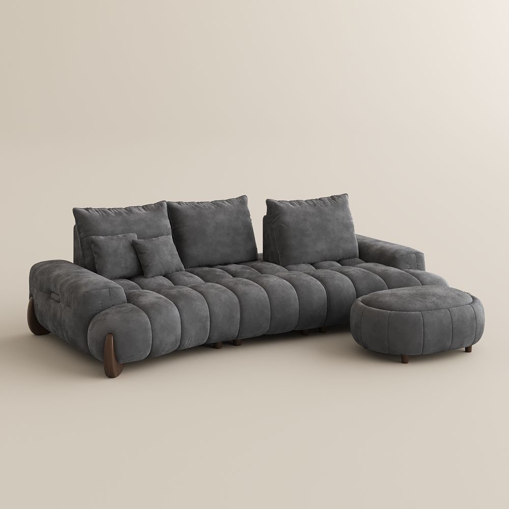 3-4 Seater Grey Velvet Modular Sofas