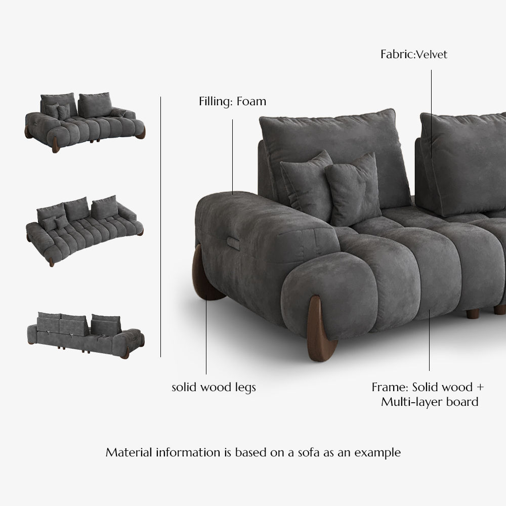 3-4 Seater Grey Velvet Modular Sofas