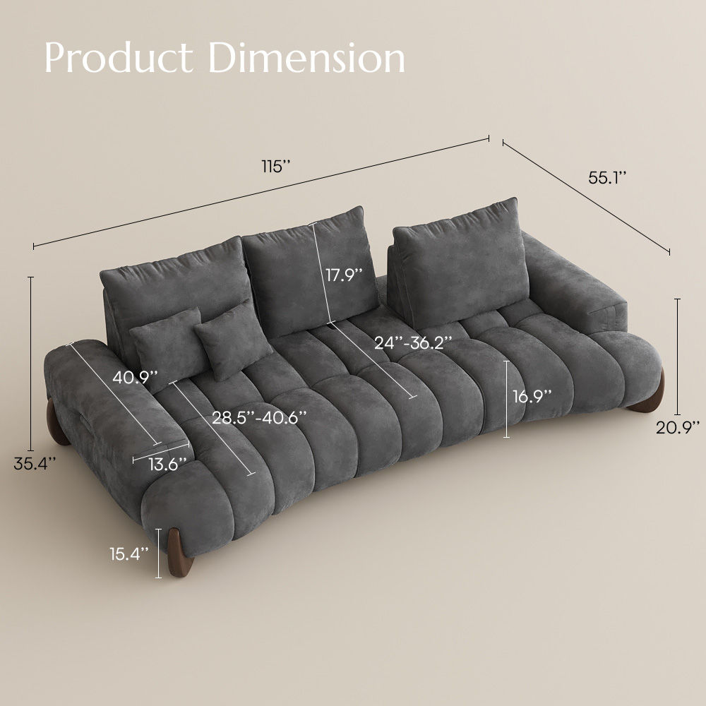 Relaxed Grey Velvet Modular Sofas