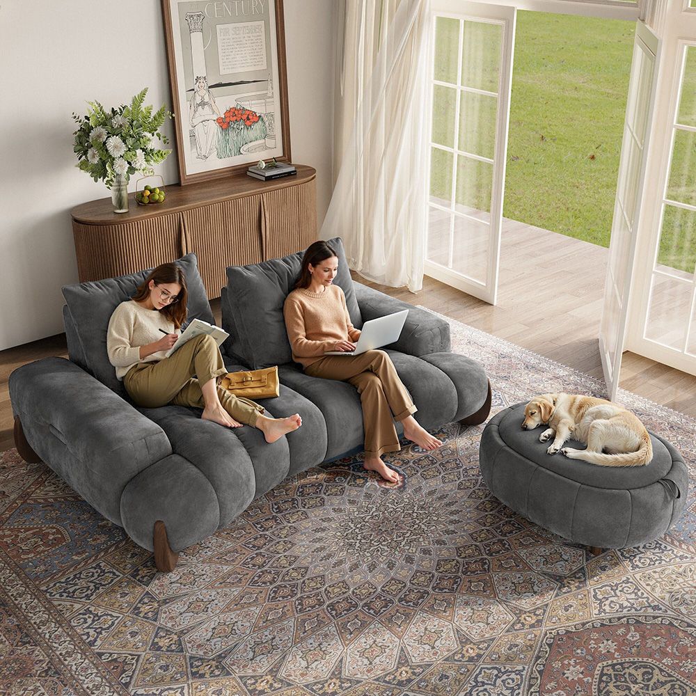 Comfortable Grey Velvet Modular Sofas