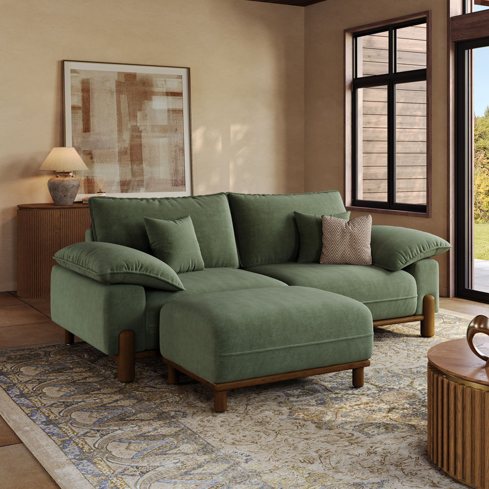 Green Pet-Friendly Fabric Modular Sofas