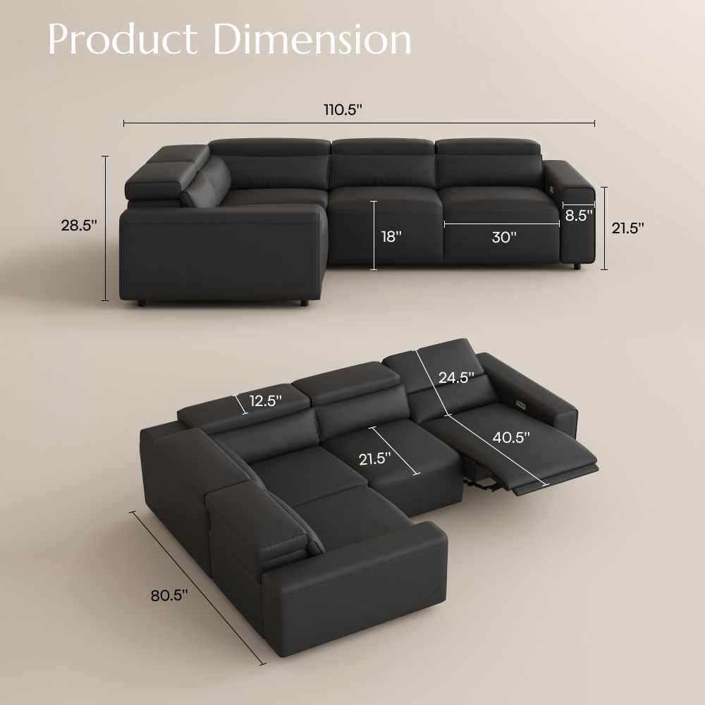 Recliner Black Eco-friendly Microfiber Leather Modular Sofas