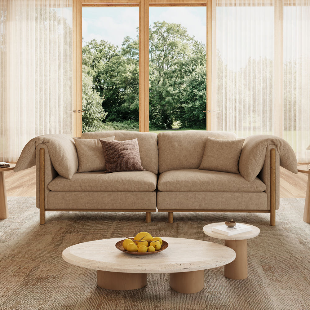 Soft Khaki Cotton and Linen Modular Sofas