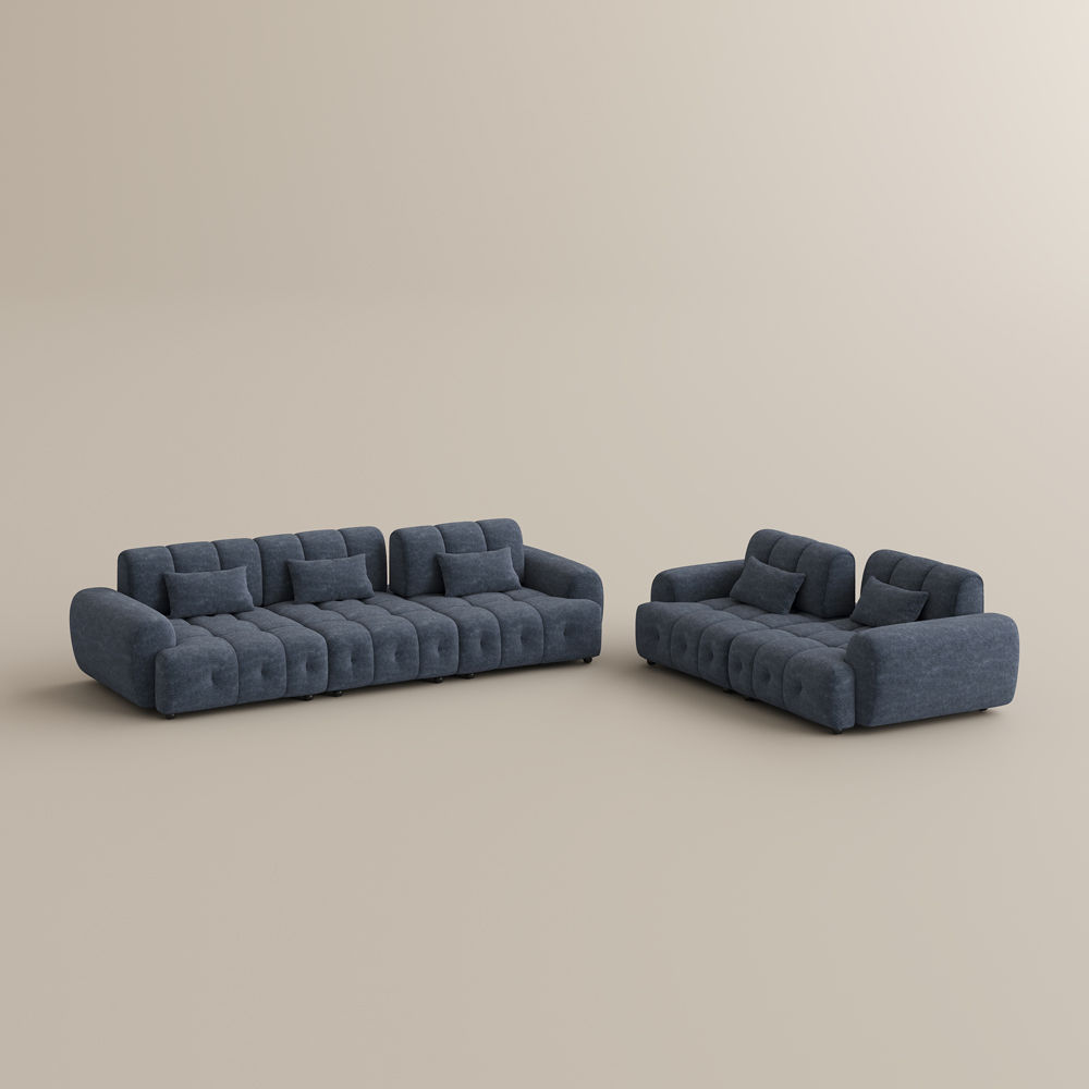 Blue Chenille Modular Sofas