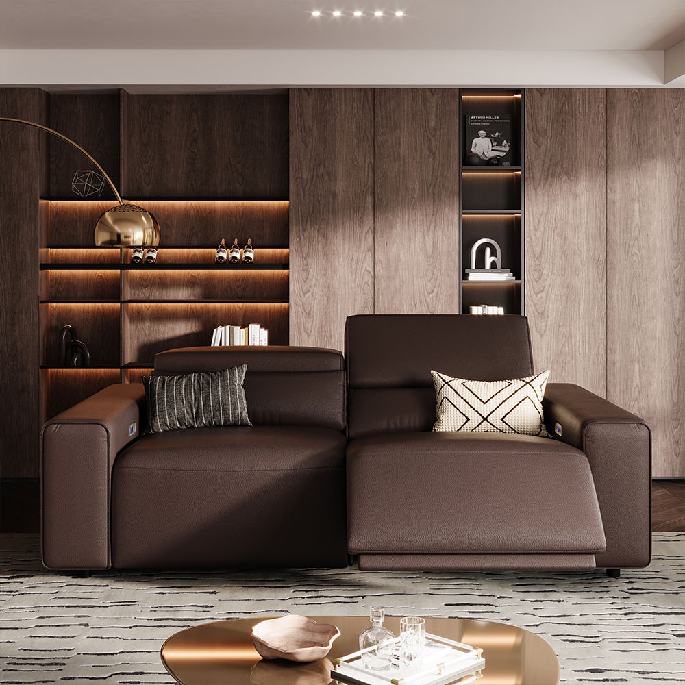 Dark Coffee Eco-friendly Microfiber Leather Modular Sofas