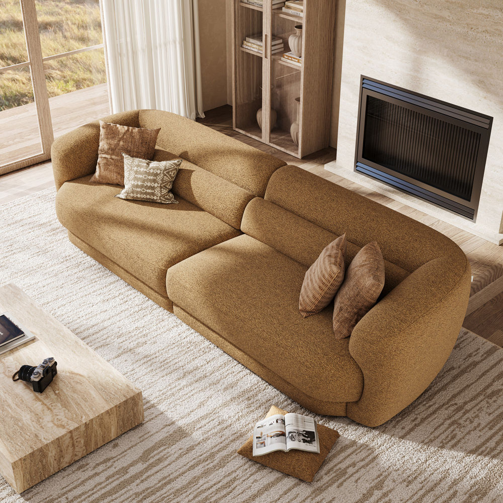 Home Theater Brown Chenille Modular Sofas