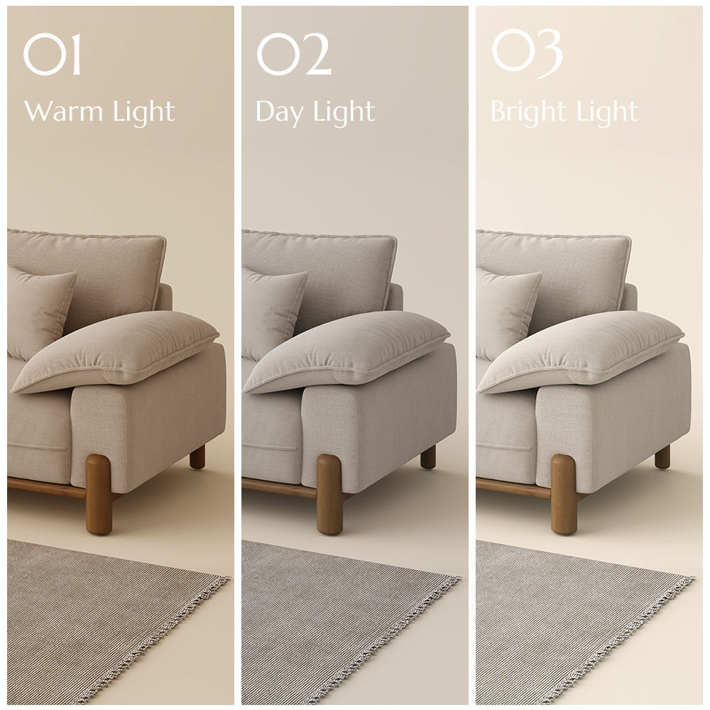 Home Theater Light Khaki + Beige Chenille Modular Sofas