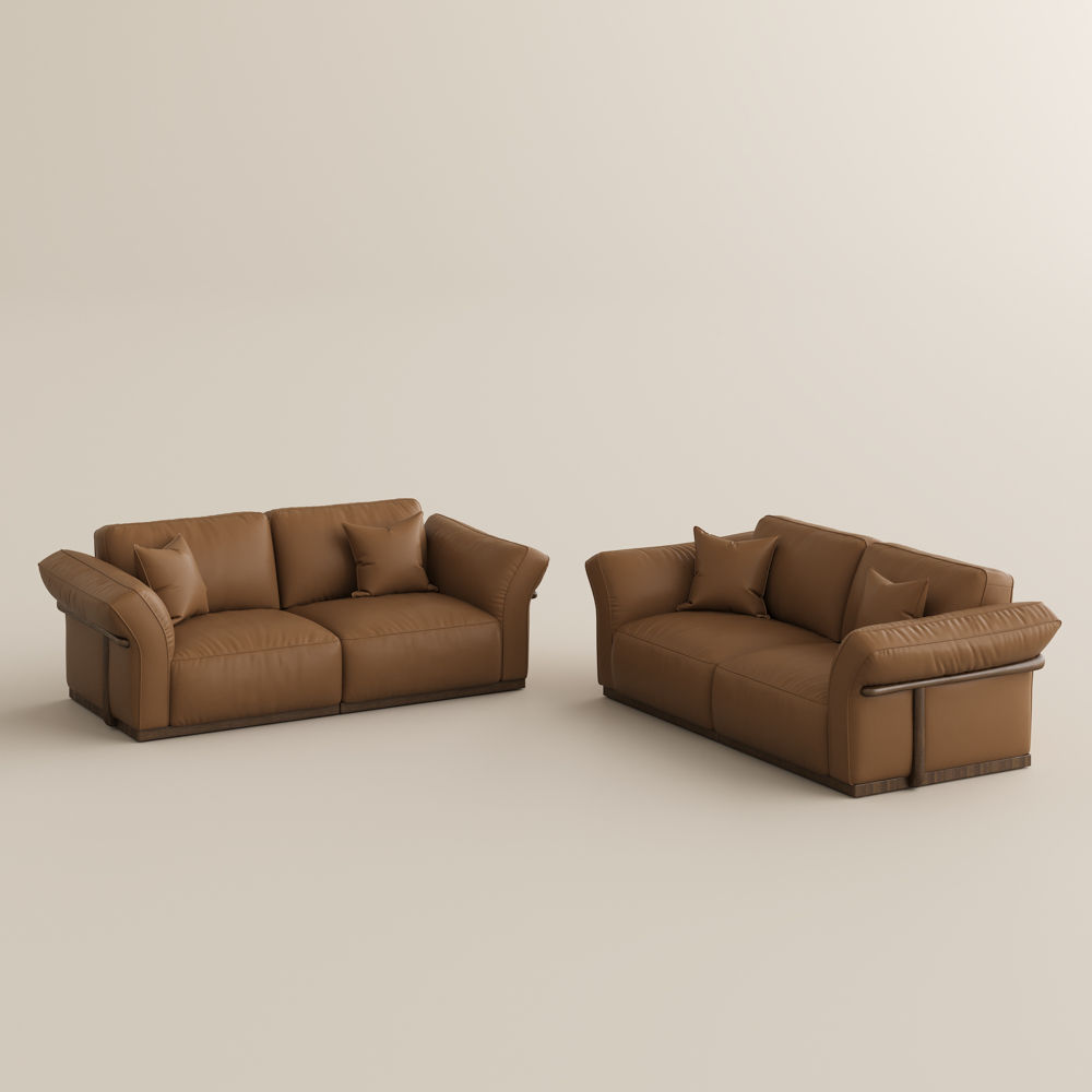 5-6 Seater Brown Top Grain Leather Modular Sofas