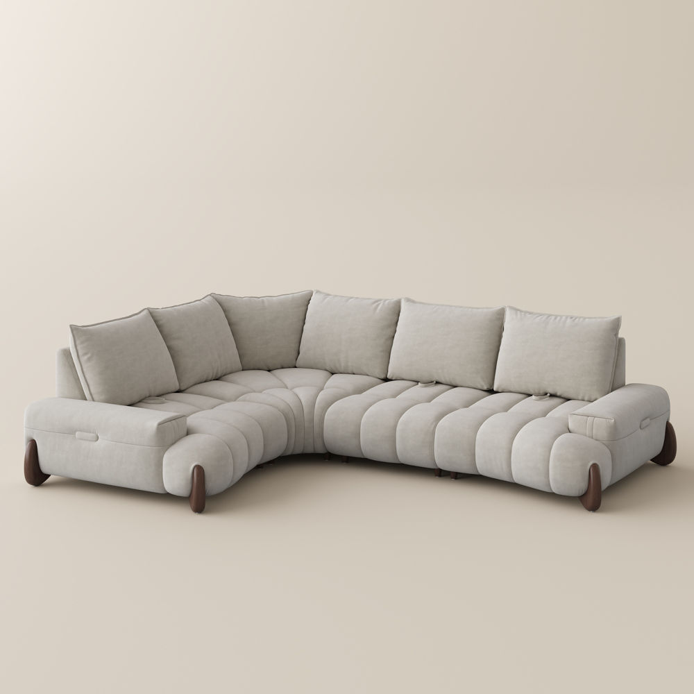Beige Velvet Modular Sofas