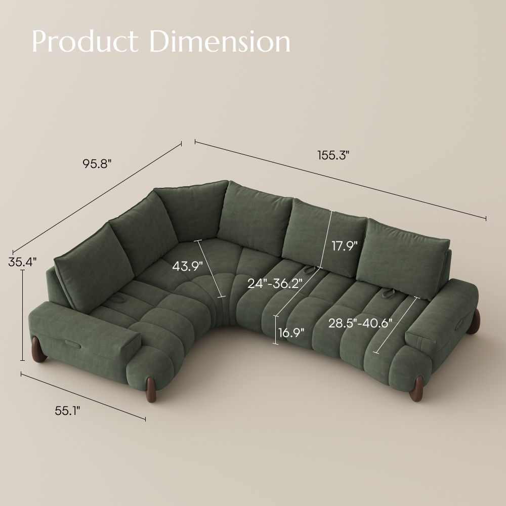 Apartment Green Pet-Friendly Fabric Modular Sofas