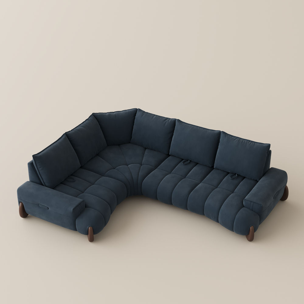Modular Blue Velvet Modular Sofas