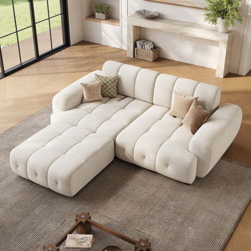 2-3 Seater Cream Chenille Modular Sofas