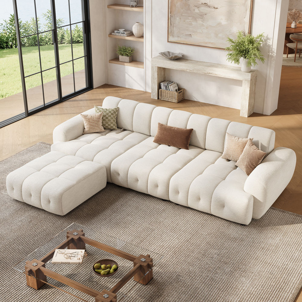 Comfortable Cream Chenille Modular Sofas