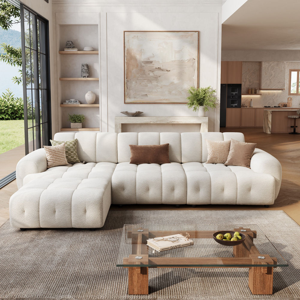 Avelune Cream Chenille Modular Sofas